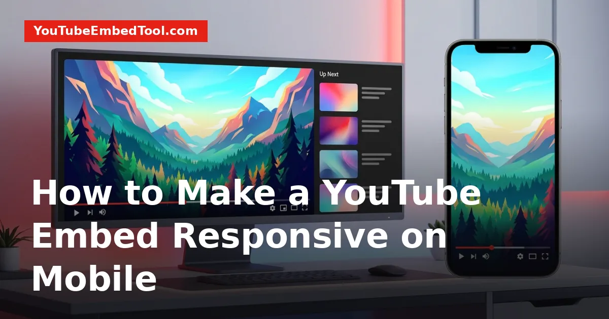 A desktop monitor and smartphone displaying a perfectly scaled responsive YouTube video embed side-by-side.