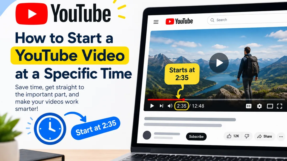 Illustration showing how to add a timestamp parameter to a YouTube URL