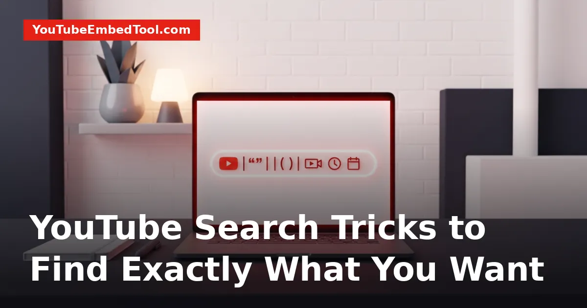 A laptop displaying YouTube search operators and filters on screen