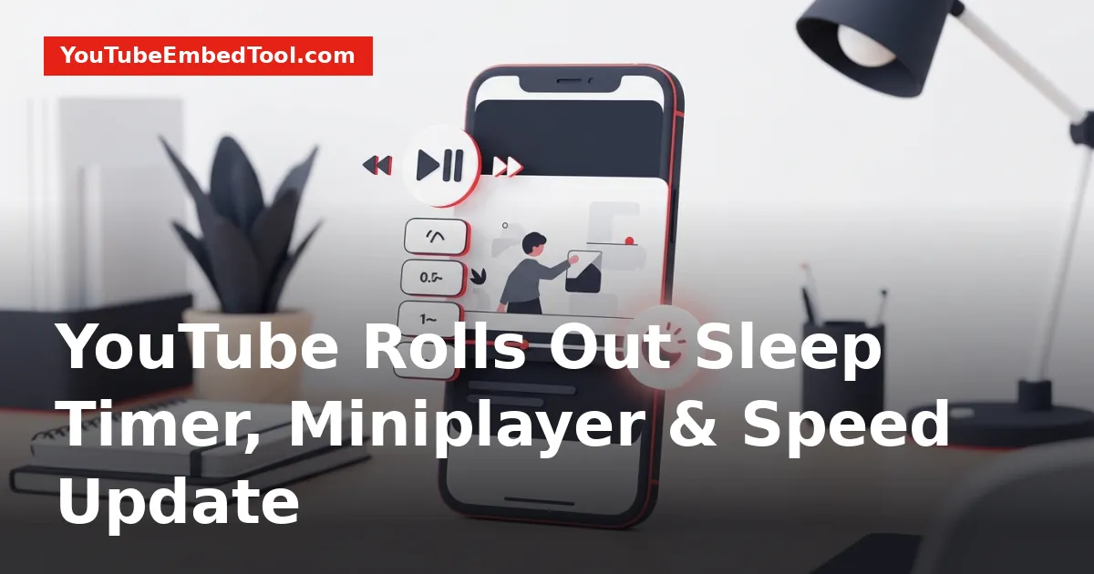 Smartphone screen showing YouTube playback settings with speed increments and sleep timer icon